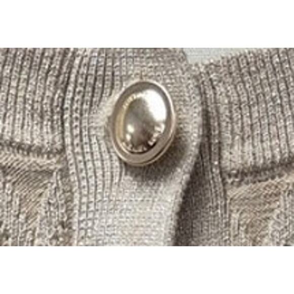 Michael Kors Women Cardigan Sweater All Over Logo Gold Camel Monogram Sz L NWT - Picture 2 of 8